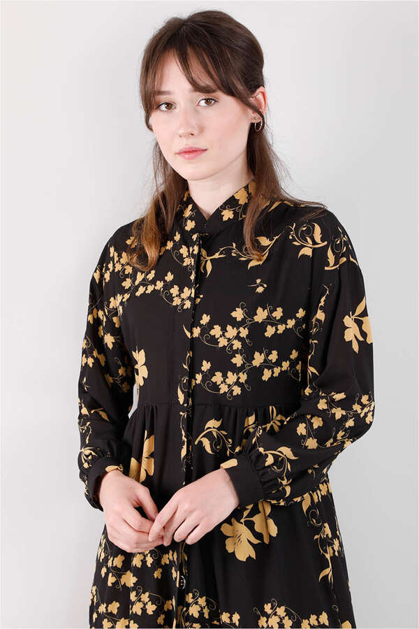 Spring Patterned Dress Black - 2