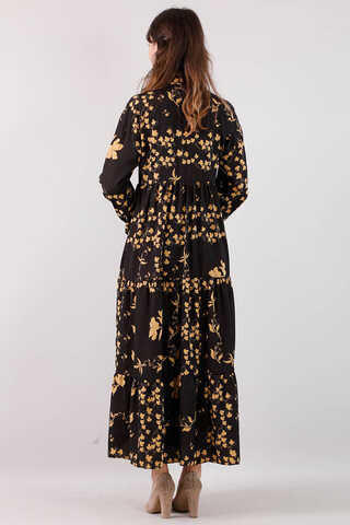 Spring Patterned Dress Black - 3