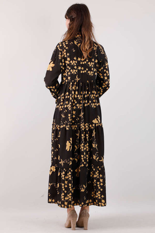 Spring Patterned Dress Black - 3