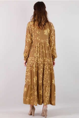 Spring Patterned Dress dark mustard - 3