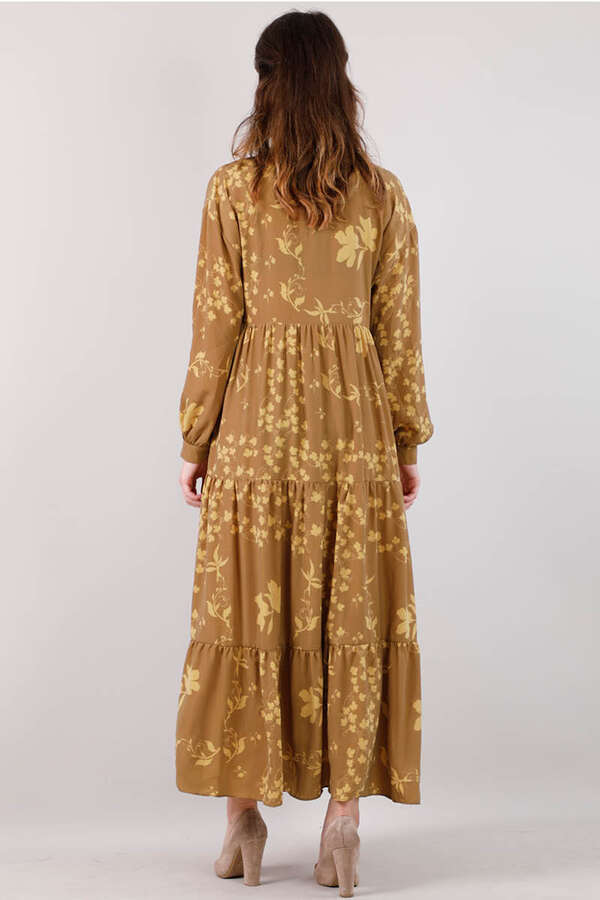 Spring Patterned Dress dark mustard - 3