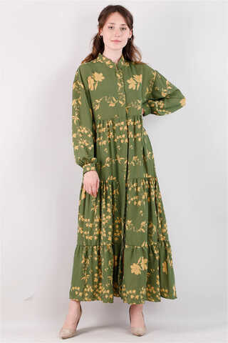 Spring Patterned Dress Green - 1