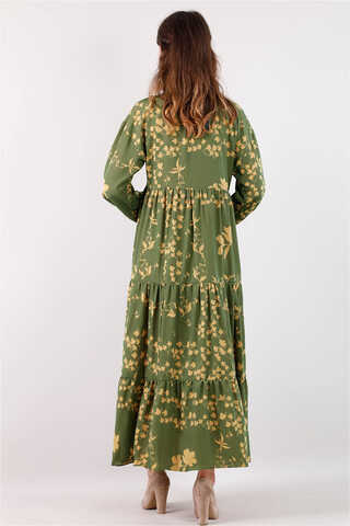 Spring Patterned Dress Green - 3