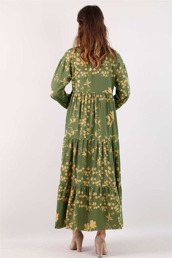 Spring Patterned Dress Green - 3