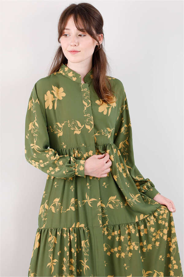 Spring Patterned Dress Green - 2