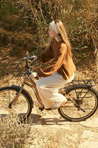 Stand Collar Muslin Shirt Brown - 6