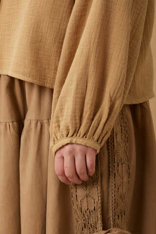 Stand Collar Muslin Shirt Camel - 2