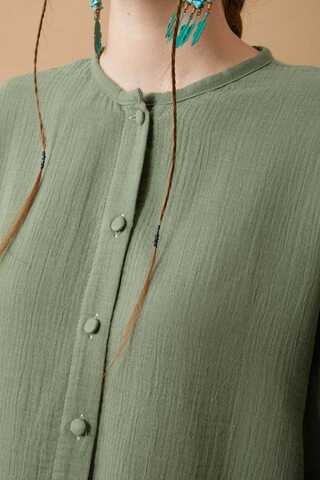 Stand Collar Muslin Shirt Dark Mint - 4