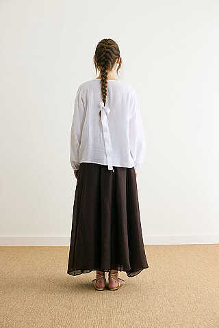Stand Collar Muslin Shirt White - 10