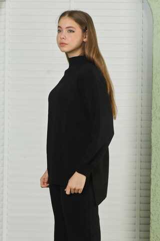 Straight Collar Knitwear Suit Black - 3