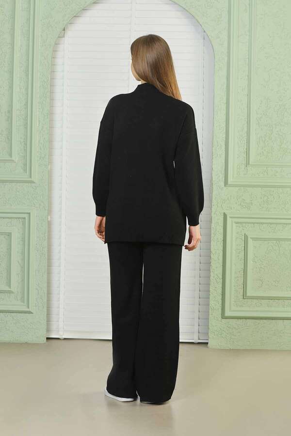 Straight Collar Knitwear Suit Black - 4