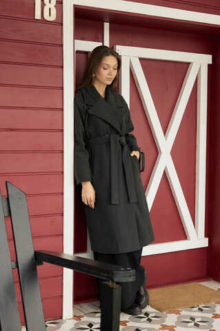 Stitch Detail Classic Coat Anthracite - 2
