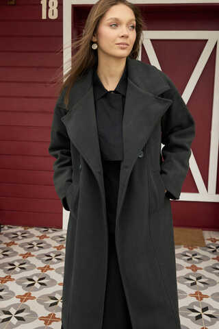 Stitch Detail Classic Coat Anthracite - 8