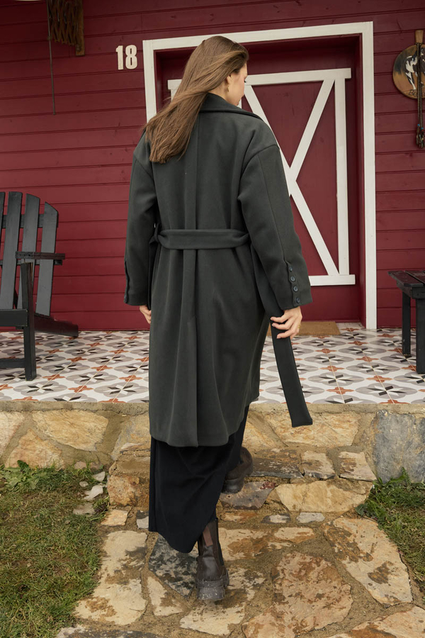 Stitch Detail Classic Coat Anthracite - 10