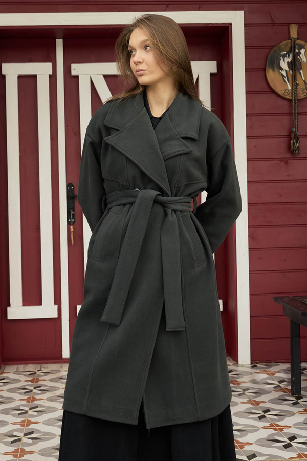 Stitch Detail Classic Coat Anthracite - 1