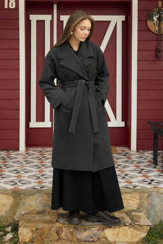 Stitch Detail Classic Coat Anthracite - 3