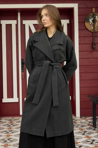 Stitch Detail Classic Coat Anthracite - 1