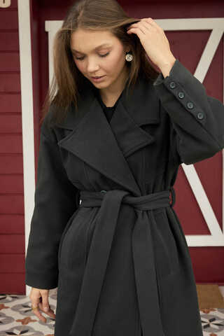 Stitch Detail Classic Coat Anthracite - 4