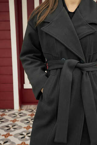 Stitch Detail Classic Coat Anthracite - 5