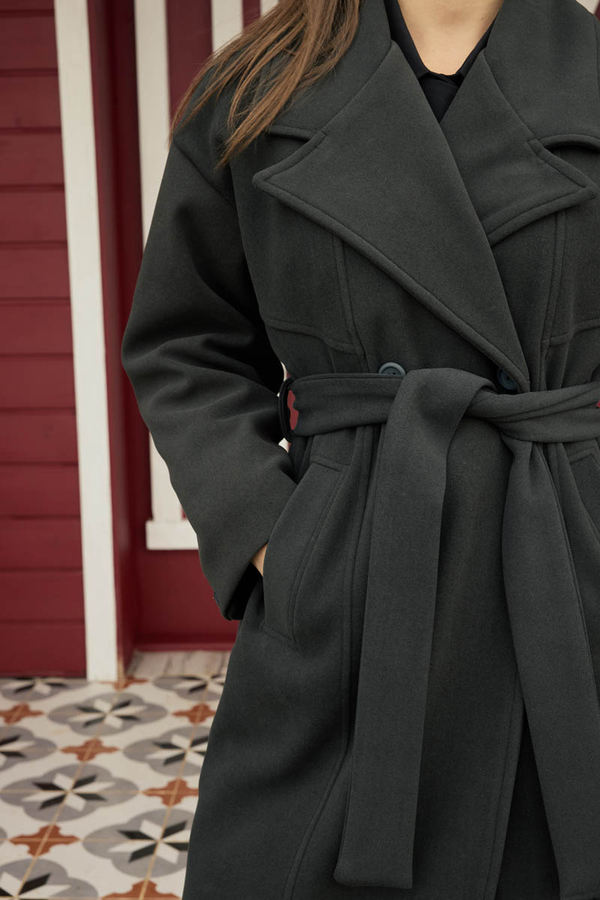 Stitch Detail Classic Coat Anthracite - 5
