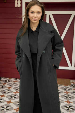Stitch Detail Classic Coat Anthracite - 7