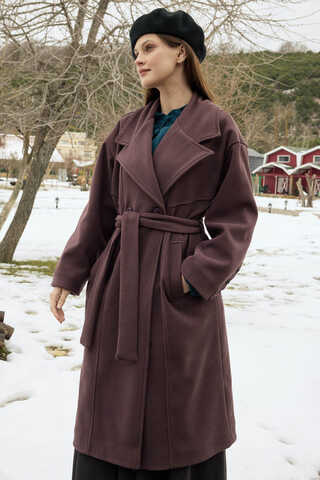 Stitch Detail Classic Coat Dark Burgundy - 2