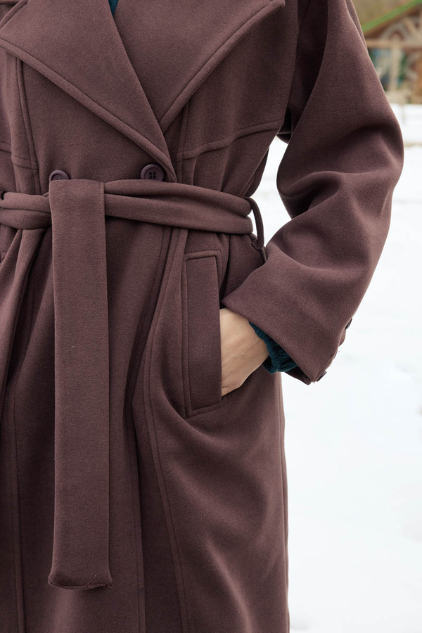 Stitch Detail Classic Coat Dark Burgundy - 3