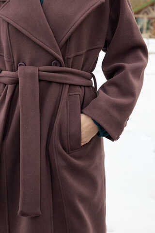 Stitch Detail Classic Coat Dark Burgundy - 3