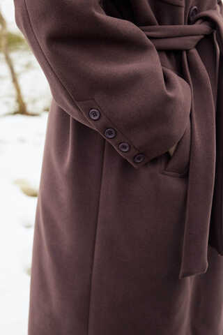 Stitch Detail Classic Coat Dark Burgundy - 4
