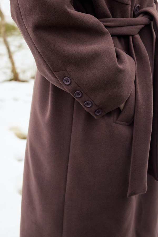Stitch Detail Classic Coat Dark Burgundy - 4