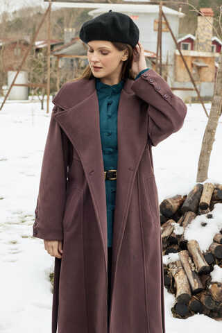 Stitch Detail Classic Coat Dark Burgundy - 1
