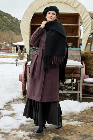 Stitch Detail Classic Coat Dark Burgundy - 6