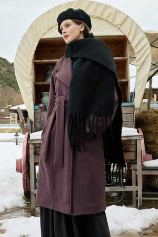 Stitch Detail Classic Coat Dark Burgundy - 7