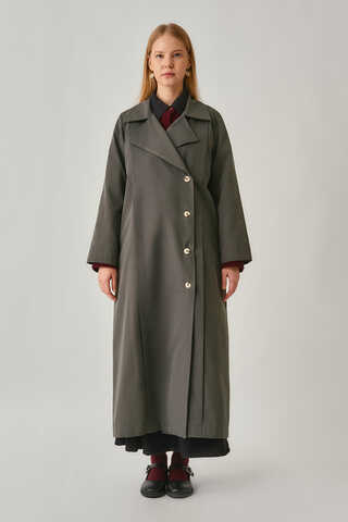 Stitch Detail Trench Coat Anthracite - 2