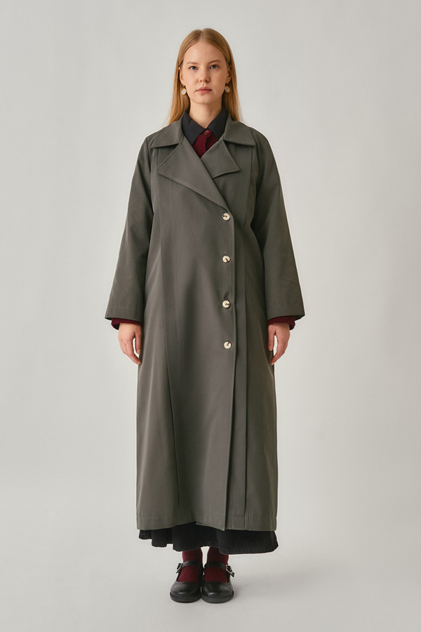 Stitch Detail Trench Coat Anthracite - 2