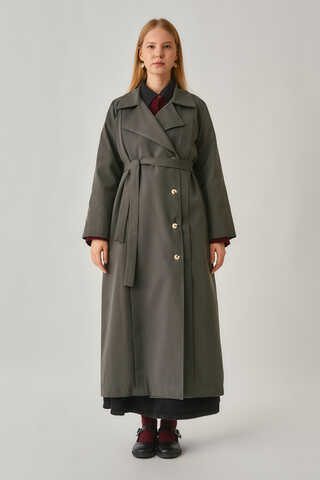 Stitch Detail Trench Coat Anthracite - 3