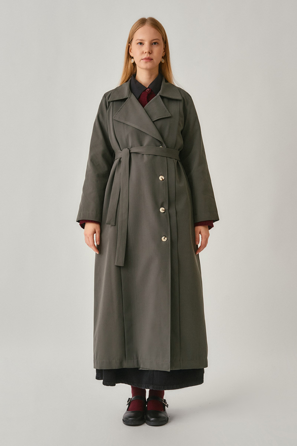 Stitch Detail Trench Coat Anthracite - 3