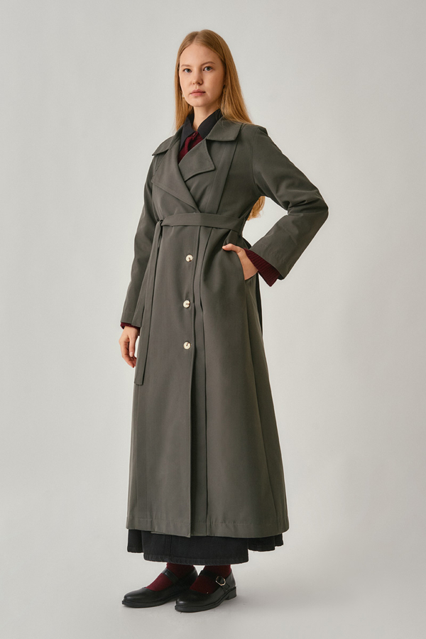 Stitch Detail Trench Coat Anthracite - 5