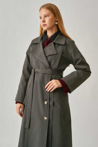 Stitch Detail Trench Coat Anthracite - 4