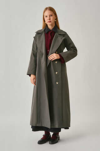 Stitch Detail Trench Coat Anthracite - 1