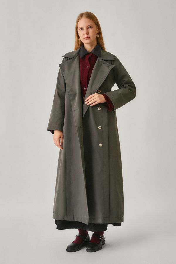 Stitch Detail Trench Coat Anthracite - 1