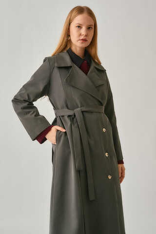 Stitch Detail Trench Coat Anthracite - 7