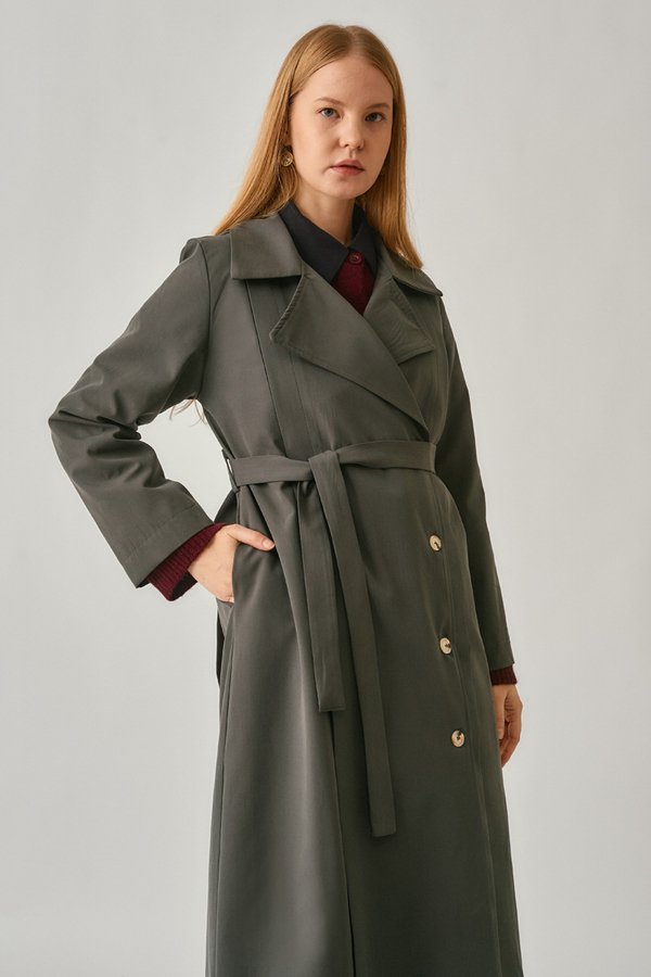 Stitch Detail Trench Coat Anthracite - 7