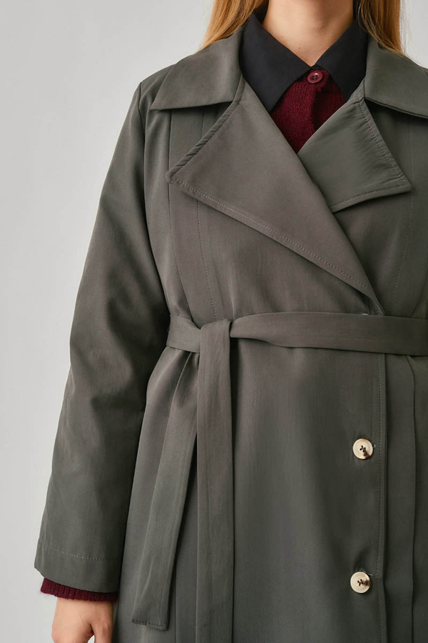 Stitch Detail Trench Coat Anthracite - 8
