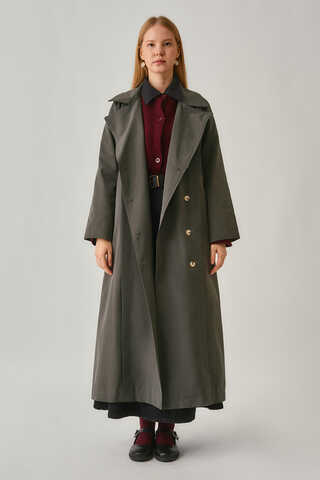Stitch Detail Trench Coat Anthracite - 9