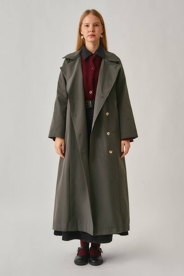 Stitch Detail Trench Coat Anthracite - 9