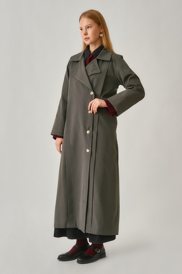 Stitch Detail Trench Coat Anthracite - 10