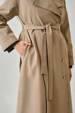 Stitch Detail Trench Coat Beige - 3