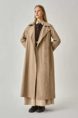 Stitch Detail Trench Coat Beige - 1