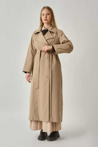 Stitch Detail Trench Coat Beige - 7